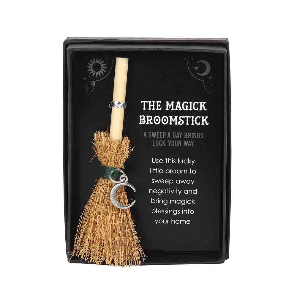 Something Different - Crescent Moon Mini Magick Broomstick Ornament - Bruin/Zwart